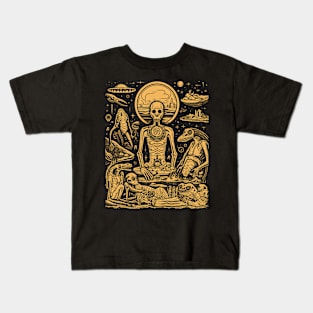 Occult Esoteric Alien Ritual Drawing - Mystical Ceremony Art Kids T-Shirt